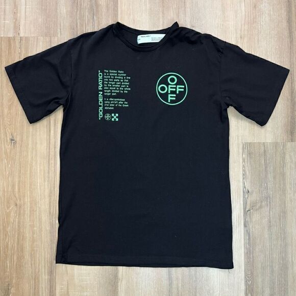 Authentic Off White Men’s Small Golden Ratio Arch Shapes Black Green Shirt - Picture 1 of 7